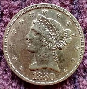 1880 Liberty Head $5 Gold Coin