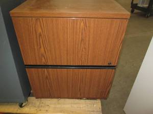 lot 165 image: Laminate Wood-grain style 2-drawer ...