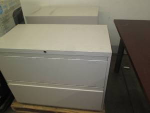 lot 168 image: Pair of 36in 2-drawer metal later f...