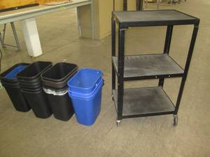 lot 200 image: Trash receptacles and a commercial shelf