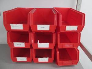 lot 119 image: Lot largenarrow Red Akro-Bins stac...