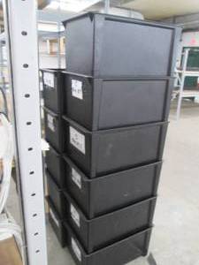lot 125 image: 11 Heavy Duty pastic file box bins...