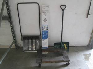 lot 135 image: Shovels, light bulbs and a moving platform