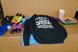 lot 208 image: Clothes, Soccer Equipment, Popcorn Cups & ChipDip Tray