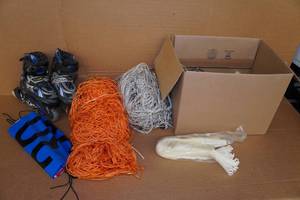 lot 218 image: Assorted Soccer Netting and Rollerblades