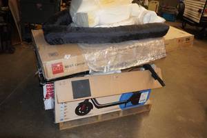 lot 276 image: Pallet of Repairables - Air Hockey, Scooter, Pizza Oven, Vacuums