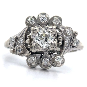lot 25 image: Antique Estate 0.75 Carat Natural Diamond 1920s Art Nouveau Estate Ring in 14k White Gold $2,999 Retail VIDEO