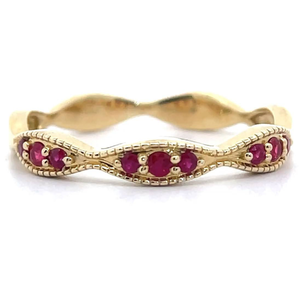 lot 48 image: 0.17 Carat Ruby Slim Stacking Milgrain Ring in 14k Yellow Gold $899 Retail VIDEO