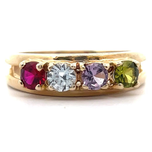 lot 46 image: Ruby, Amethyst, Peridot & Aquamarine Estate Ring in Yellow Gold $899 Retail VIDEO