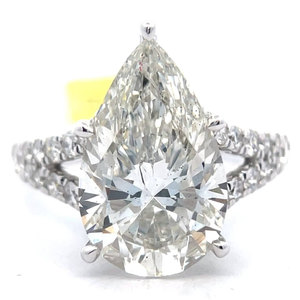 6.24 Carat Diamond Pear Split Shank Ring in 14k White Gold; $7,500 Retail *VIDEO*