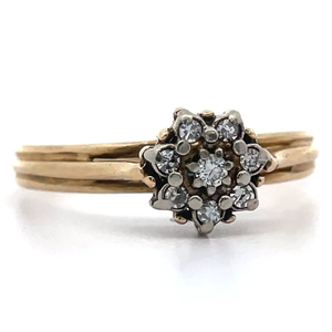 lot 49 image: 0.10 Carat Natural Diamond Cluster Flower Estate Ring in Yellow Gold $500 Retail VIDEO