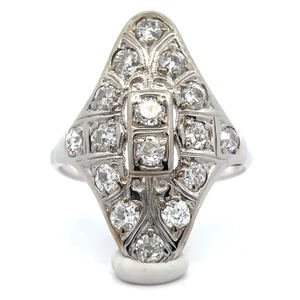 lot 14 image: Antique Estate 1.10 Carat Natural Diamond 1920s Art Deco Estate Ring in 18k White GoldPlatinum $4,000 Retail VIDEO