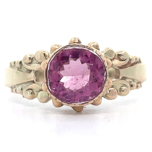 lot 17 image: Antique Estate 2 Carat Pink Tourmaline Victorian Estate Scroll Ring in Yellow Gold $2,575 Retail VIDEO