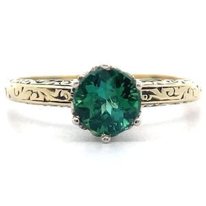 lot 15 image: Antique Estate 1880s Antique 0.26 Carat Green Tourmaline Victorian Estate Ring in 14k Yellow Gold $3,750 Retail VIDEO
