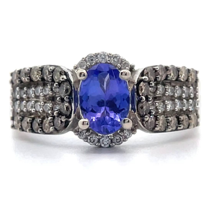 lot 24 image: Le Vian Tanzanite, Natural Fancy Brown & White Diamond Estate Ring in 14k White Gold $2,275 Retail VIDEO