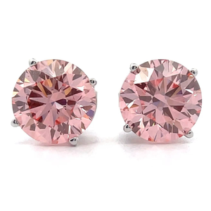 Beautiful 5 Carat Fancy Pink Diamond Solitaire Stud Earrings in 14k White Gold; $6,995 Retail *VIDEO*