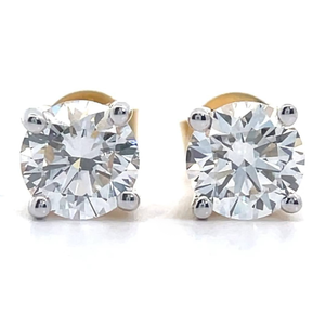 lot 11 image: Classic 2 Carat Diamond Solitaire Stud Earrings in 14k Yellow Gold VIDEO