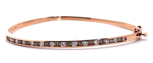lot 10 image: 1 Carat Fancy Champagne & White Natural Diamond Estate Bangle Bracelet in 14k Rose Gold $3,799 Retail VIDEO
