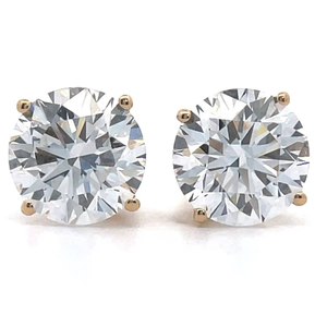 lot 5 image: Brand New Glistening 4 Carat Diamond Solitaire Stud Earrings in 14k Yellow Gold $4000 Retail VIDEO