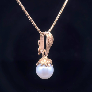 lot 31 image: Estate Find Designer Eve Alfille Pearl Drop Estate Pendant in 18k Yellow Gold VIDEO