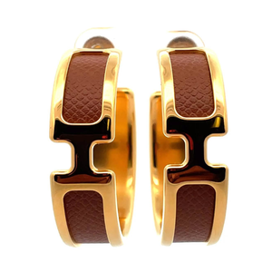 lot 23 image: Authentic Herms Clic H Hoop Earrings w Original Box & Booklet $1,250 Retail VIDEO