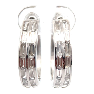 lot 44 image: NEW 1.10 Carat Diamond Double Row Baguette Hoop Earrings $1,060 Retail VIDEO