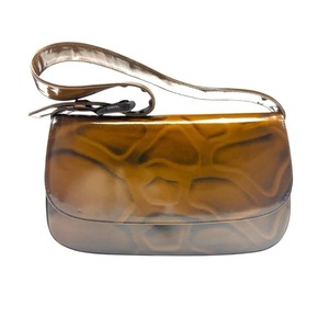 lot 35C image: Prada Brown Ombre Patent Leather Shoulder Bag Pre-Owned Retail $1,200