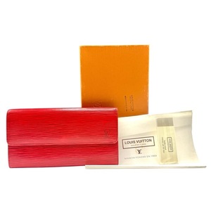 lot 23B image: Louis Vuitton Red Epi Leather Sarah Wallet Pre-Owned Retail $920