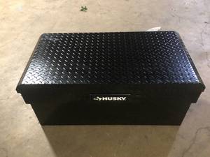 lot 2 image: Husky 40.8 in. Matte Black Aluminum Full Size Chest Truck Tool Box  No Key Customer Returns See Pictures
