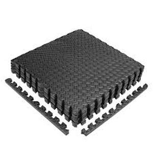 lot 36 image: Lot of Puzzle Exercise Mat Black 24 in. x 24 in. x 0.5 in. EVA Foam Interlocking Tiles with Border (24 sq. ft.) Customer Returns See Pictures