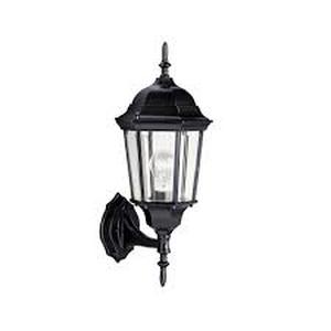 lot 46 image: KICHLER Madison 22.75 in. 1-Light Black Outdoor Hardwired Wall Lantern Sconce with No Bulbs Included (1-Pack)  Customer Returns See Pictures