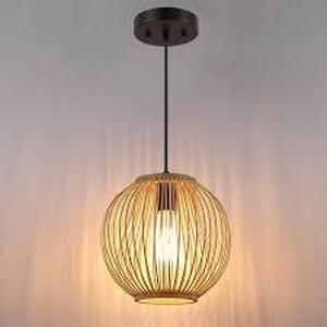 lot 53 image: Hukoro 60-Watt 1 Light Matte Black Shaded Pendant Light with Rattan Shade, No Bulbs Included    Customer Returns See Pictures