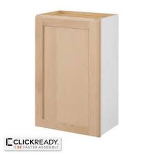 lot 93 image: Hampton Bay 18 in. W x 12 in. D x 30 in. H Ready to Assemble Wall Kitchen Cabinet in Unfinished with CLICKREADY Technology   Customer Returns See Pictures