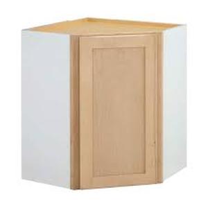 lot 94 image: Hampton Bay 24 in W x 12 in. D x 30 in. H Ready to Assemble Corner Diagonal Kitchen Cabinet in Unfinished with CLICKREADY Technology    Customer Returns See Pictures
