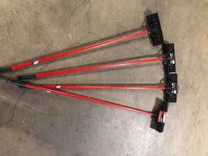 lot 11 image: Lot of Libman 13.5 in. High Power Extra-Large Heavy-Duty Floor Scrub Brush with Swiveling Head and Steel Handle (May be Bent on Lower Stick)   Customer Returns See Pictures