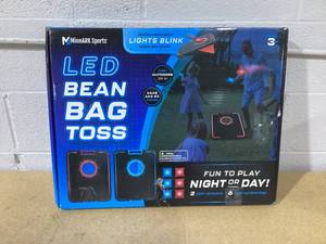 lot 363 image: LED Cornhole Board Set - Light Up Bean Bag Toss with 6 Bags, by MinnARK
