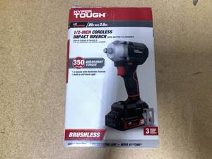 lot 443 image: Hyper Tough 20V Max Compact Brushless 12-inch Impact Wrench with 2.0Ah Lithium-Ion Battery