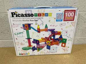 lot 241 image: PICASSO-TILES Marble Run Magnetic Tiles for Kids, 50PCS, Construction Magnet Tiles Race Track Building Blocks STEM Toy