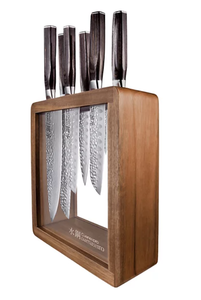 lot 31 image: 7PCS CuisinePro Damashiro Emperor Mokuzai Knife Block Set