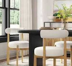 lot 128 image: Sculptural Upholstered and Wood Dining Chair- Threshold