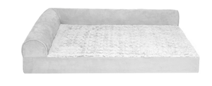 lot 134 image: FurHaven Embossed Faux Fur & Suede Orthopedic Deluxe L-Chaise Pet Bed for Dogs & Cats