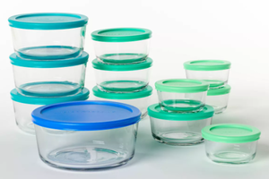 lot 143 image: 24PCS Anchor Hocking Glass SnugFit Food Storage Container Set