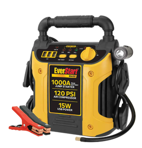 lot 161 image: EverStart Maxx 1000 Peak Amp Jump Starter with 120 PSI Compressor, Pivoting LED Light, 3X USB Ports