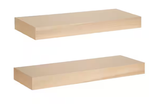 lot 202 image: 2PCS Kate and Laurel Havlock Natural Wood Floating Decorative Wall Shelf