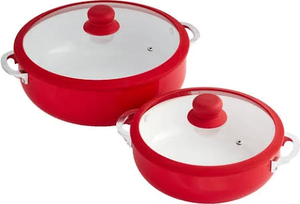 lot 365 image: 2PCS IMUSA Ceramic Nonstick Caldero Set with Glass Lid