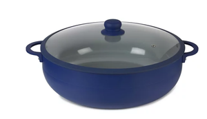 lot 366 image: Sedona Kitchen Aluminum 12 Qt Caldero with Silicone Rim Glass Lid and Silicone Handle Holder
