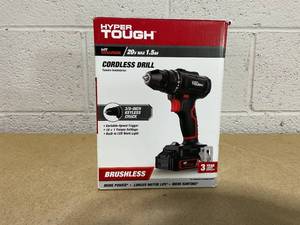 lot 113 image: Hyper Tough 20V Max Brushless Cordless Drill Driver with 1.5Ah Lithium-Ion Battery and Charger