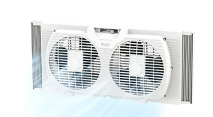 lot 427 image: Comfort Zone 9 Twin Window Fan with Auto-Locking Expanders, 2 Speeds, White