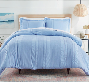 lot 444 image: Better Homes & Gardens 3-Piece Blue Waffle Stripe Comforter Set, Adult King