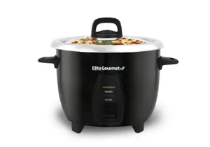 lot 451 image: Elite Gourmet - 10-Cup Rice Cooker with Stainless Steel Cooking Pot - black